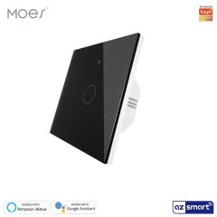   MOES WRS-EU1-L-BK-MS WiFi+RF Smart Wall Touch Switch, black, 1 Gang (No Neutral)