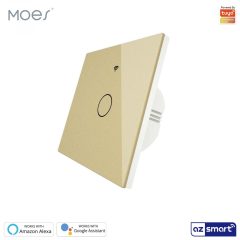   MOES WRS-EU1-L-GD-MS WiFi+RF Smart Wall Touch Switch, gold, 1 Gang (No Neutral)