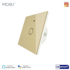  MOES WRS-EU1-GD-MS WiFi+RF Smart Wall Touch Switch, gold, 1 Gang