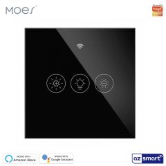   MOES WRS-EUD-BK-MS Smart Dimmer Switch WiFi+RF, black, 1 Gang (Live+Neutral)
