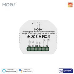 MOES WRM-104B-MS WiFi Smart Light Swich Module, 2 Gang