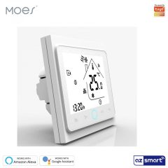   MOES WHT-002-AL-WH-MS WiFi Fan Coil Room Thermostat, 2 Pipe 3 Speed, white