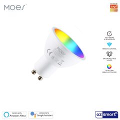   "MOES WB-LZG5-RW-GU10 Wi-Fi LED Smart Bulb, 5W, GU10
AC 90-250V, 450lm"